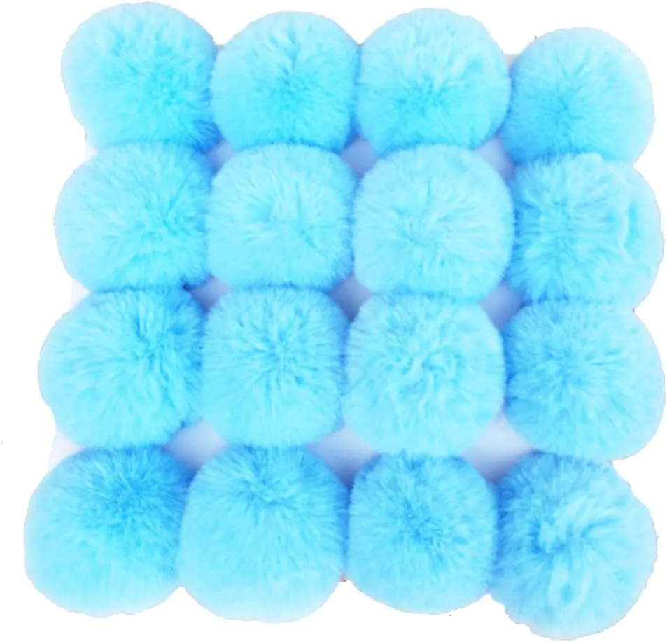 16pcs DIY Pom Pom Keychain Faux Rabbit Fur Ball Key Ring for hat Phone Tag, Handbag Charm