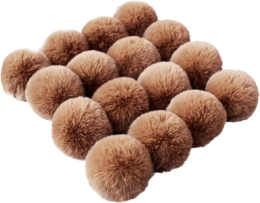 16pcs DIY Pom Pom Keychain Faux Rabbit Fur Ball Key Ring for hat Phone Tag, Handbag Charm