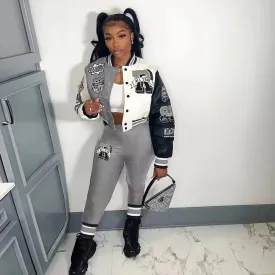 Autumn Winter Tracksuit 2 Piece Women Single Breasted Jacket   Long Pants Outfit*