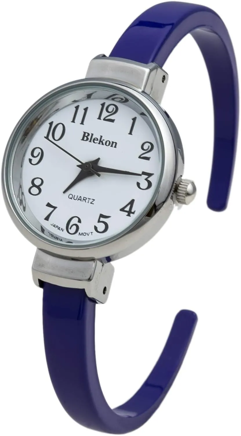 Blekon Collections Quartz Womens 26mm Delicate Metal Cuff Bangle Watch