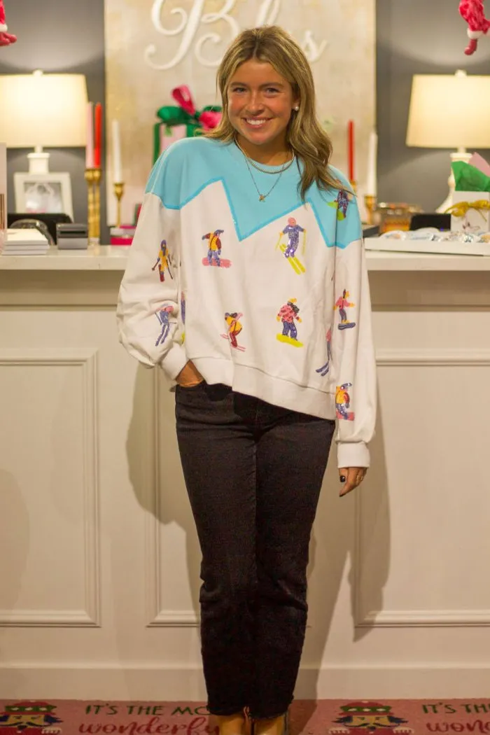 Blue Ski Mountain Graphic Sweatshirts
