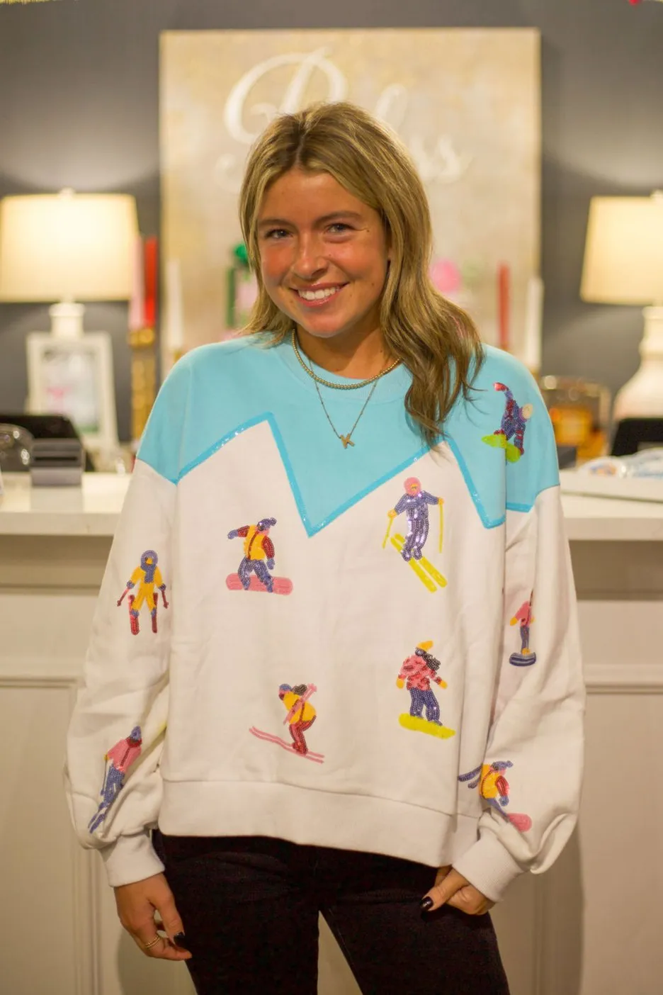 Blue Ski Mountain Graphic Sweatshirts