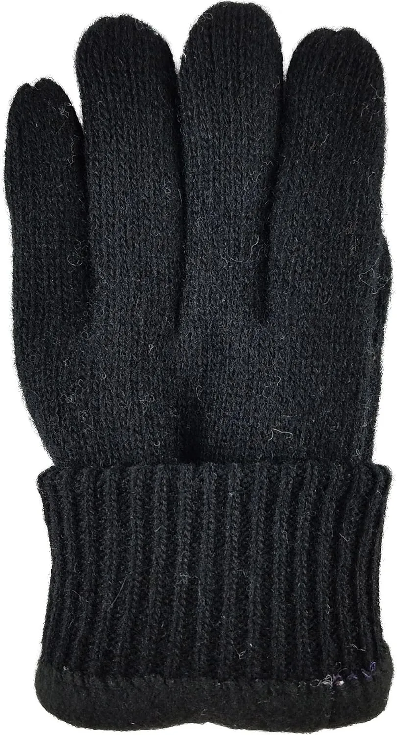 BRUCERIVER Men's Pure Wool Knitted Gloves with Thinsulate Lining