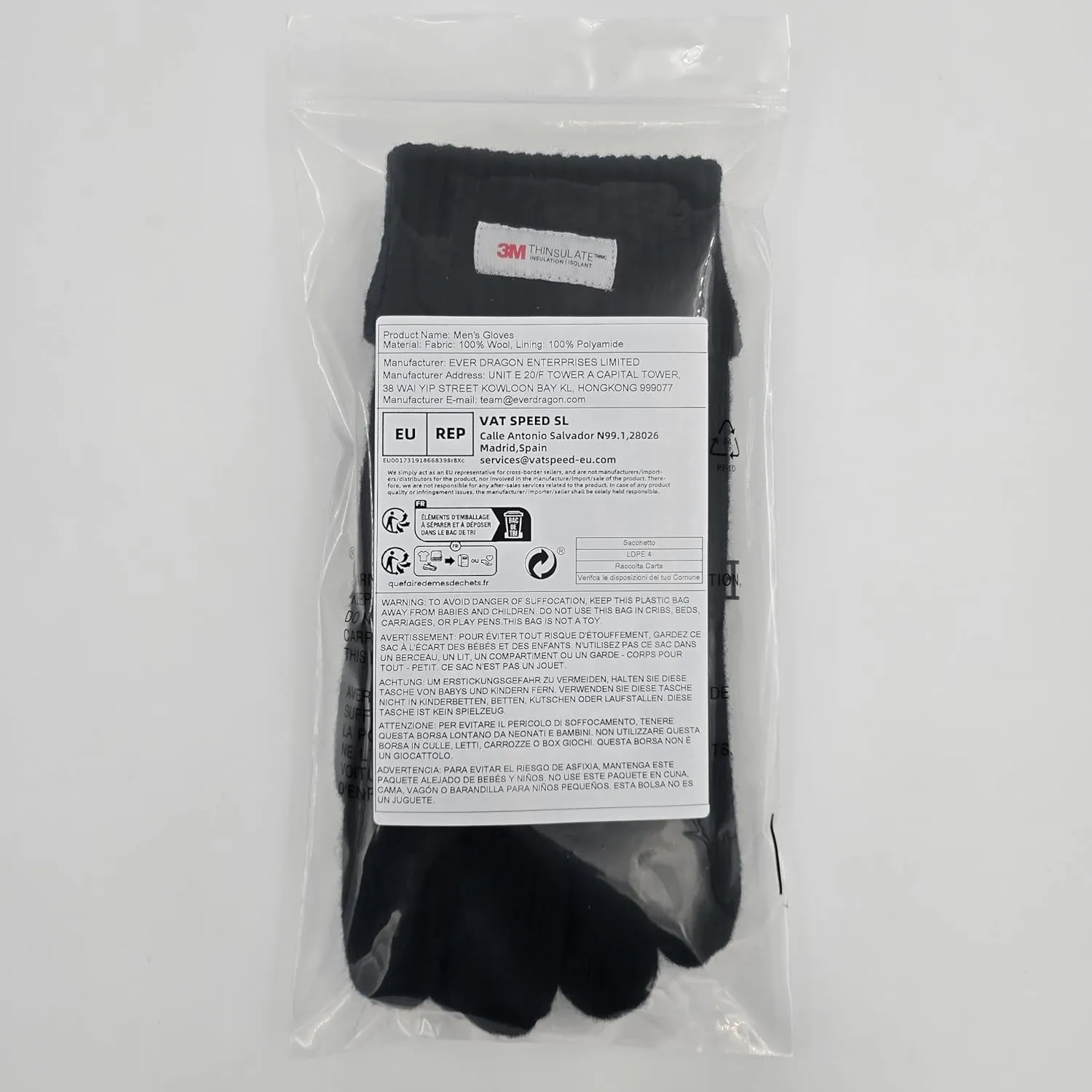 BRUCERIVER Men's Pure Wool Knitted Gloves with Thinsulate Lining