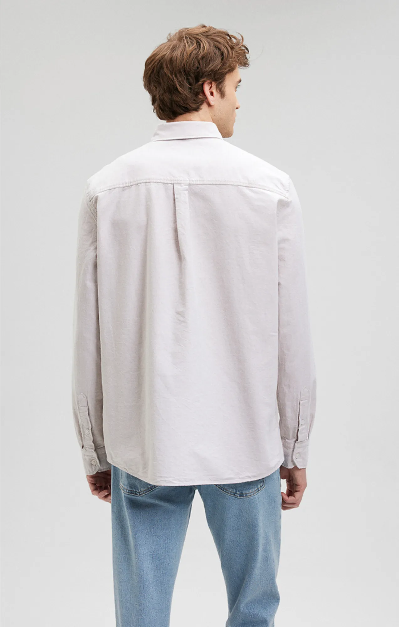 BUTTON-DOWN LONG SLEEVE SHIRT IN SILVER LINING