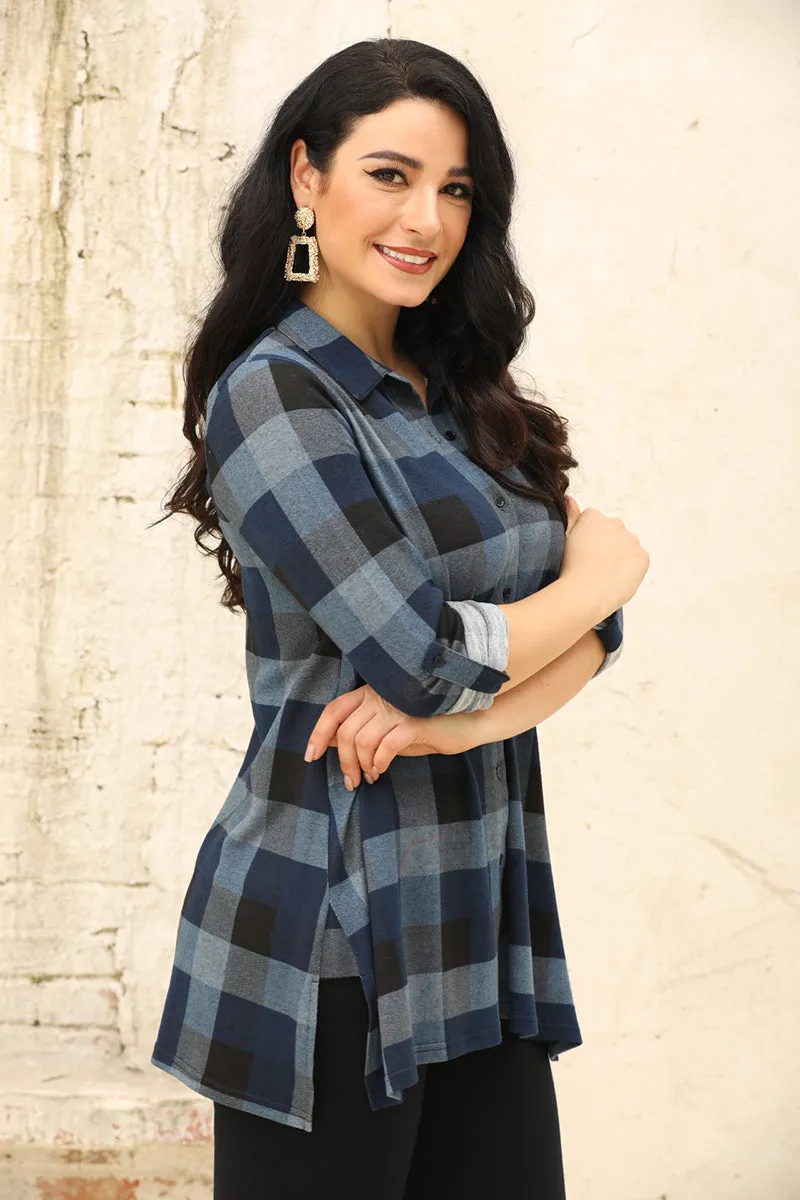 Checkered Button-Up Shirt