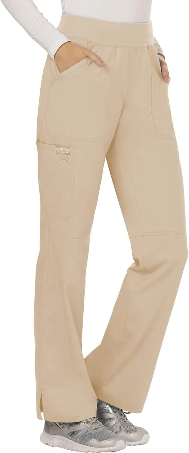 Cherokee Women Scrub Pant with Straight Leg Pull-on Pant Medical Bottom with 4 Pocket & 2-Way Stretch Fabric - WW110