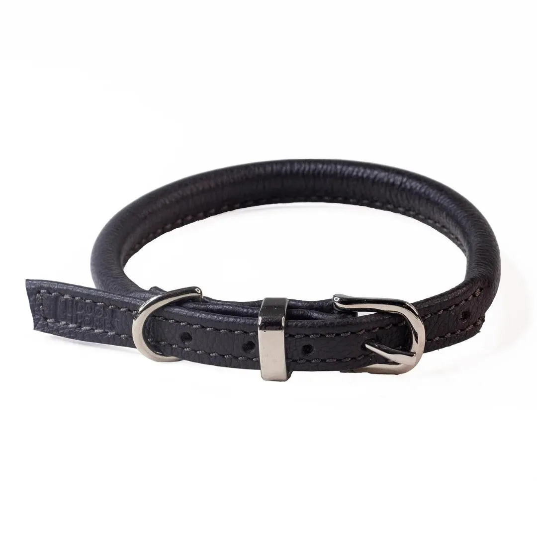 Dogs & Horses Rolled Leather Dog Collar and Lead Set Brown
