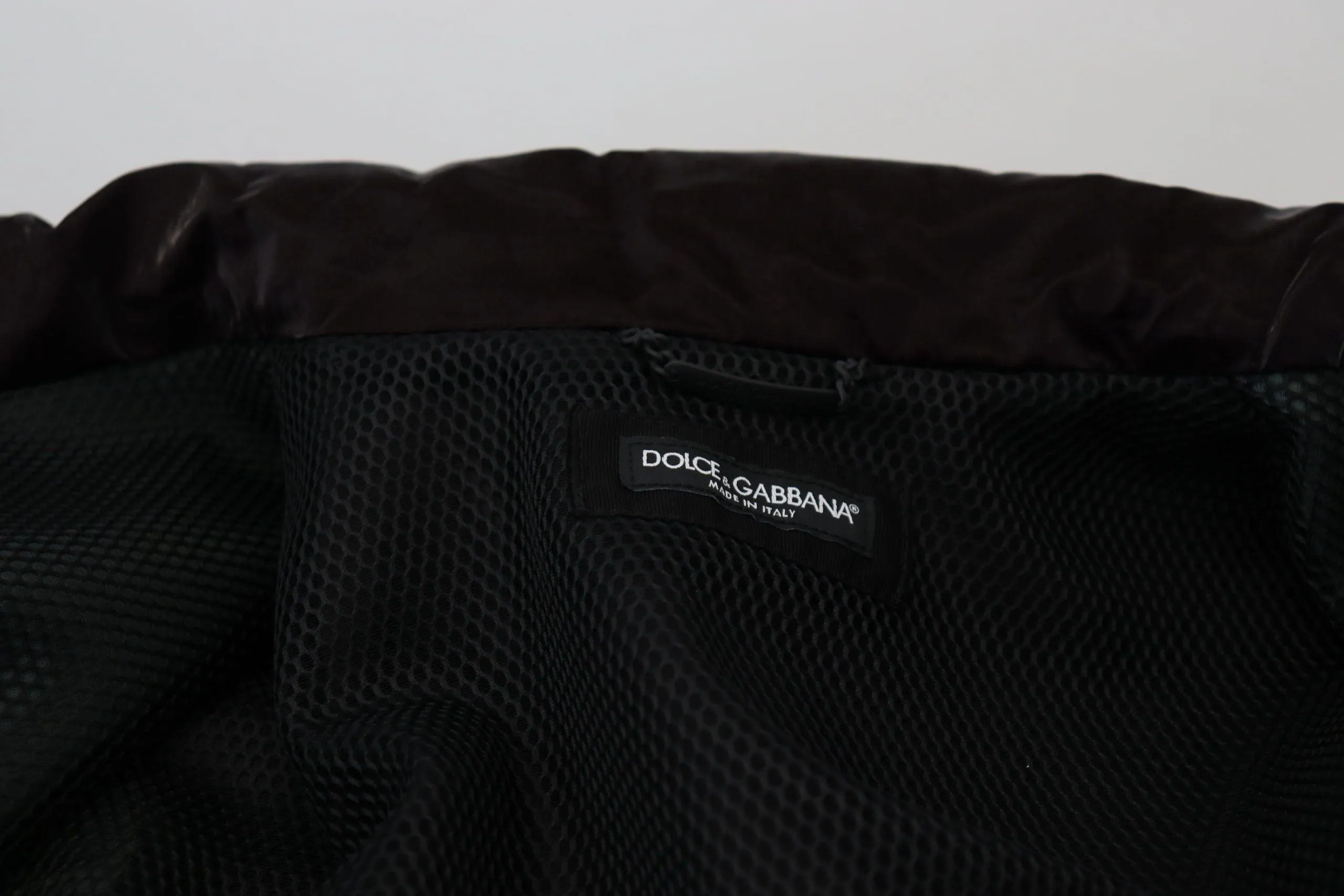Dolce & Gabbana Bordeaux Nylon Collared Men Coat Jacket
