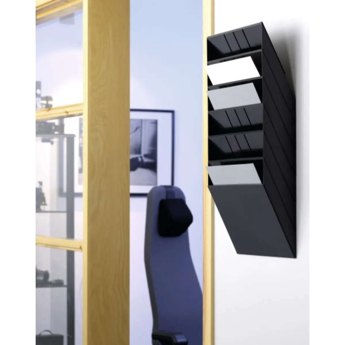 Durable FLEXIBOX 6 A4 Landscape, Wall Mounted Brochure Holder, 6 Tier, Black