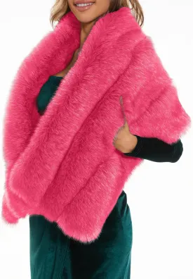 ELFJOY Luxury Faux Fur Shawl for Women Winter Fur Coat Wedding Party Fur Stole Wraps for Evening Dresses