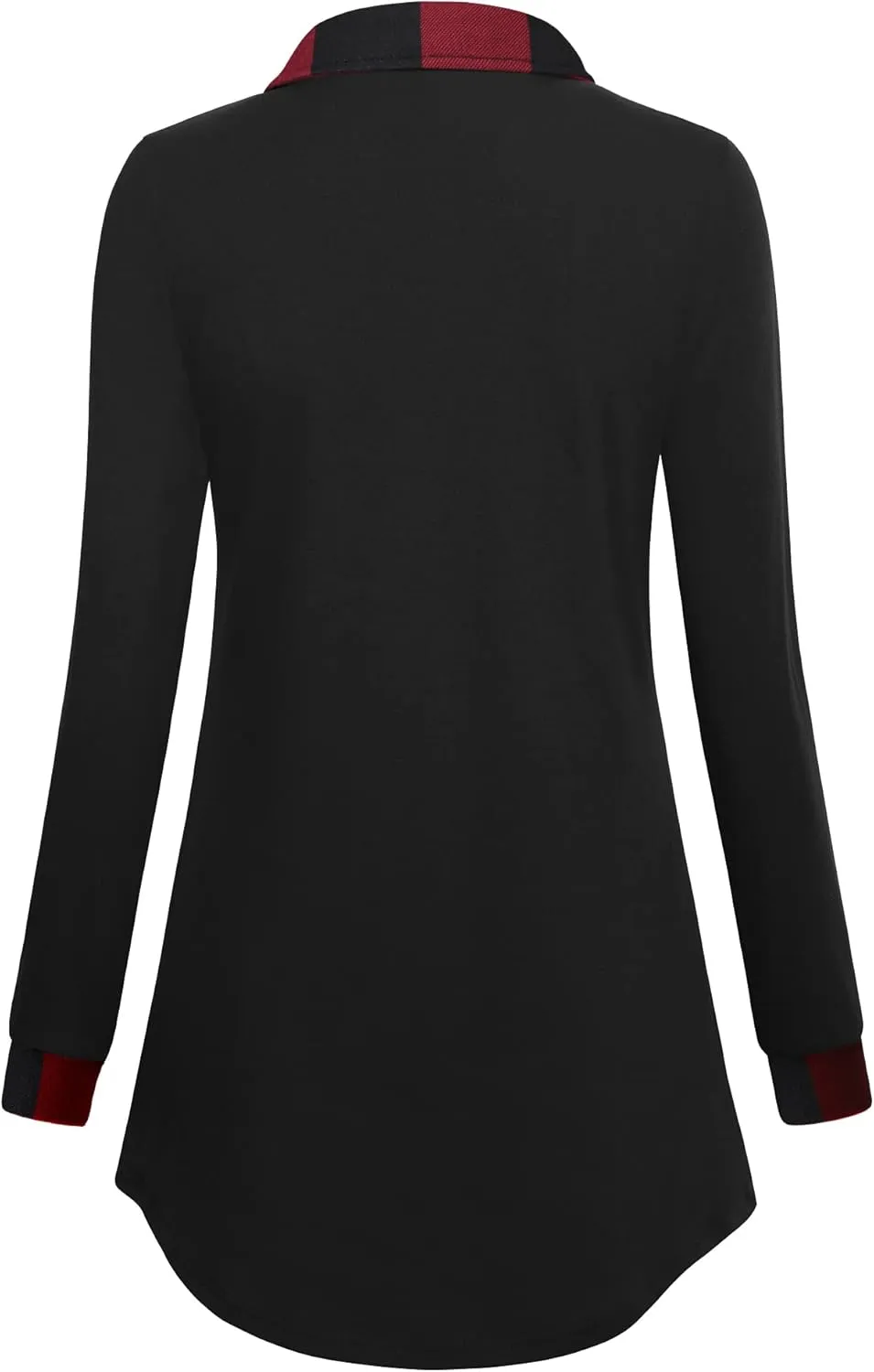 Gaharu Women's Swing Tunic Notch Collar Ladies Button Sweatshirt Long Sleeve Pullover Shirt Tops