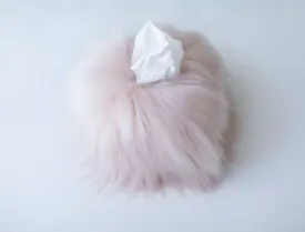 Himalaya Blush Faux Fur Tissue Box Cover