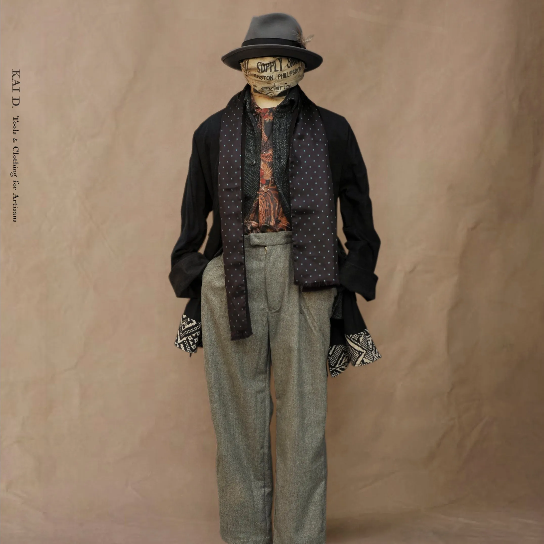 Japanese Farmer Coat - Black Slub Cotton - S (NO RETURN)
