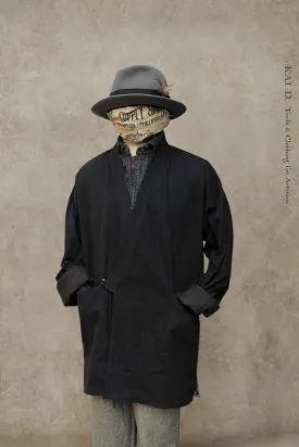 Japanese Farmer Coat - Black Slub Cotton - S (NO RETURN)