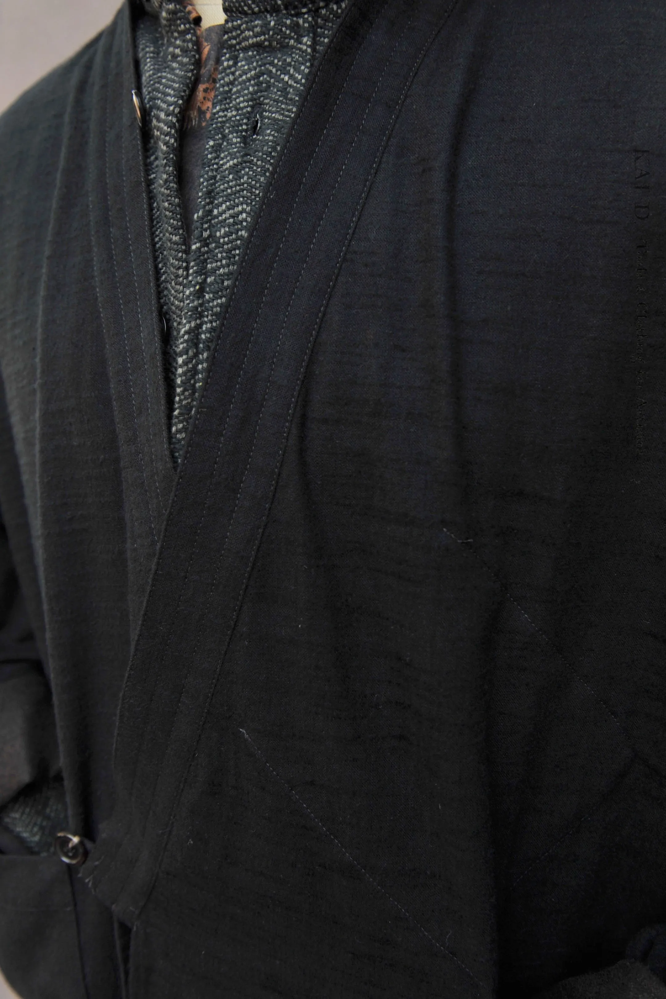 Japanese Farmer Coat - Black Slub Cotton - S (NO RETURN)