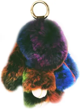 jtkdxqs Soft Cute Bunny Keychain Artificial Rainbow Rabbit Fur Plush Fluffy Pom pom Key Ring for Women