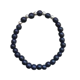 Kenley Sterling Silver Black Wood 6mm Bracelet