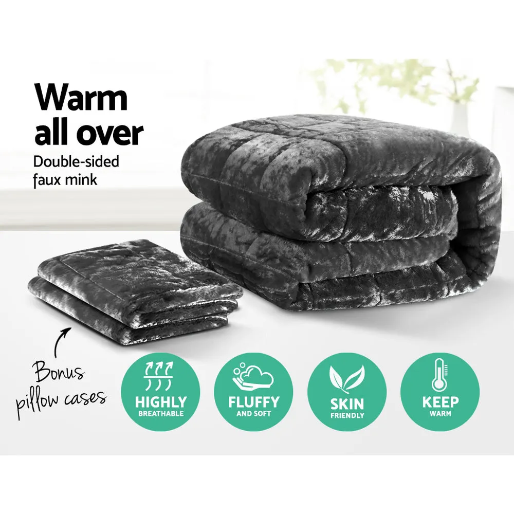 Luxury Double-Sided Faux Mink King Quilt Set, Giselle Bedding