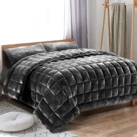 Luxury Double-Sided Faux Mink King Quilt Set, Giselle Bedding