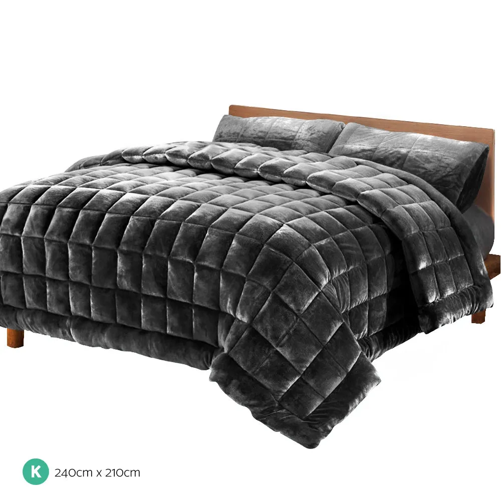 Luxury Double-Sided Faux Mink King Quilt Set, Giselle Bedding