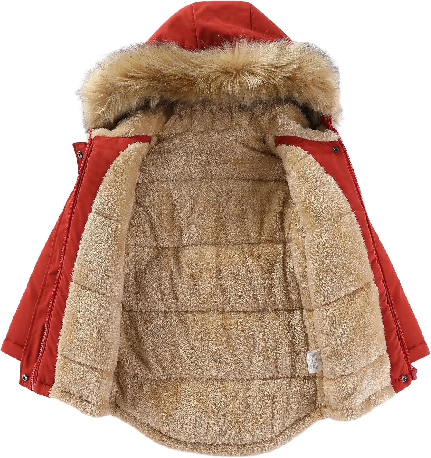 M2C Girls Fleece Lined Cotton Padded Puffer Jacket with Faux Fur Trim