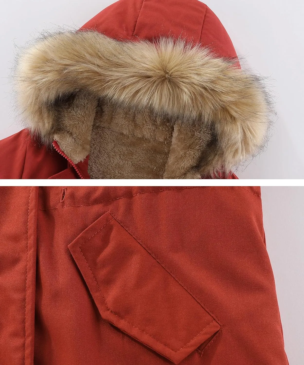 M2C Girls Fleece Lined Cotton Padded Puffer Jacket with Faux Fur Trim