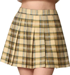 Made By Johnny Womens' Girls' High Waist Mini Plaid School Uniform Pleated Skater Tennis Skirt with Lining Shorts