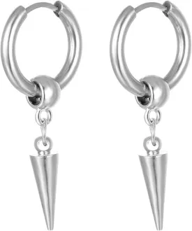 MALOYANVE Titanium Steel Cross Hoop Earrings Punk Cool Minimalist Cross Dangling Hanging Dangle Drop Huggie Hinged Hoop Cross Earrings for Men Women Gothic Jewelry (Silver Spike)
