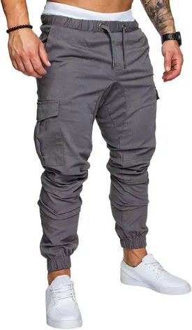Mens Cargo Workout Joggers Pants Tapered Gym Athletic Tactical Slim Sweatpants Men with Pockets