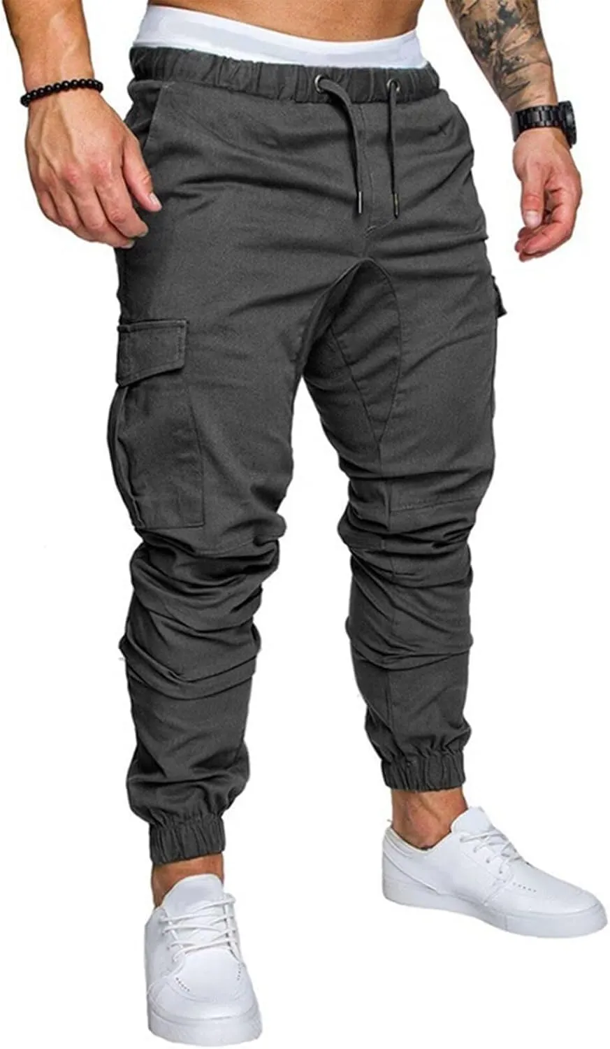 Mens Cargo Workout Joggers Pants Tapered Gym Athletic Tactical Slim Sweatpants Men with Pockets