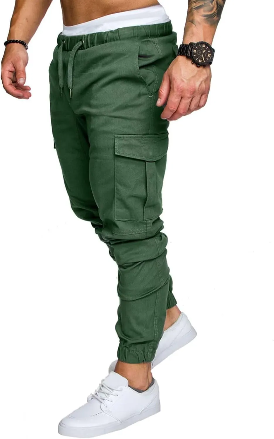 Mens Cargo Workout Joggers Pants Tapered Gym Athletic Tactical Slim Sweatpants Men with Pockets
