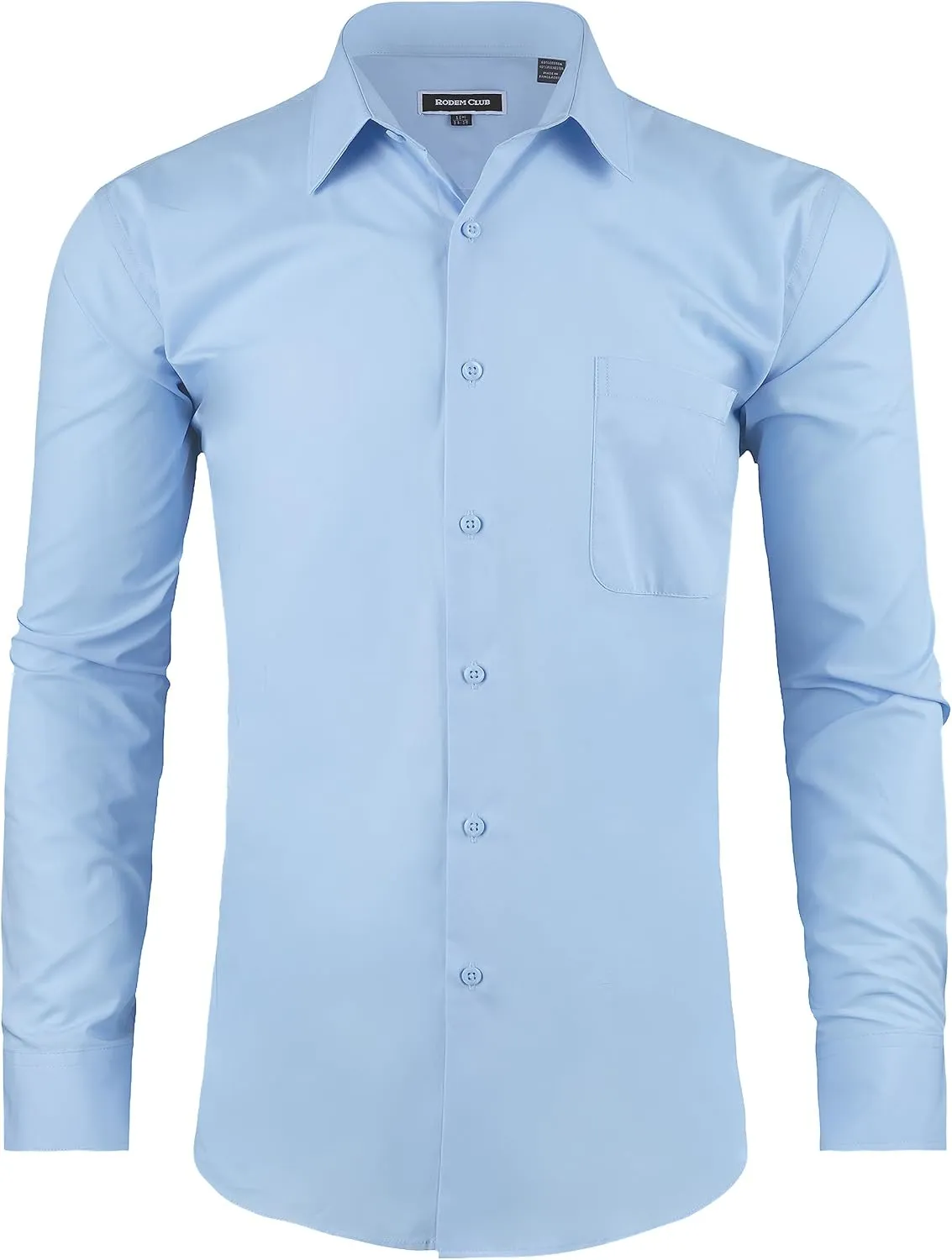 Men's Dress Shirt Regular Fit Long Sleeve Wrinkle-Resistant Business Formal Solid Button Down Shirts with Pocket