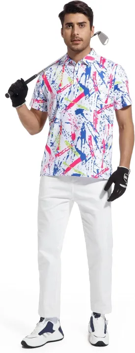Mens Dry Fit Athletic Golf Polo Shirts Short Sleeve Moisture Wicking Performance Fabric