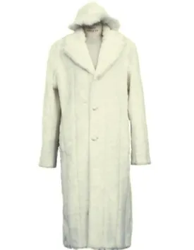 Mens Overcoat - Topcoat For Men - Winter Fabric - Men's Long Length Full Length Overcoat ~ Long men's Dress Topcoat - Winter coat   Matching Hat Off White Ankle length Faux Fur Coat