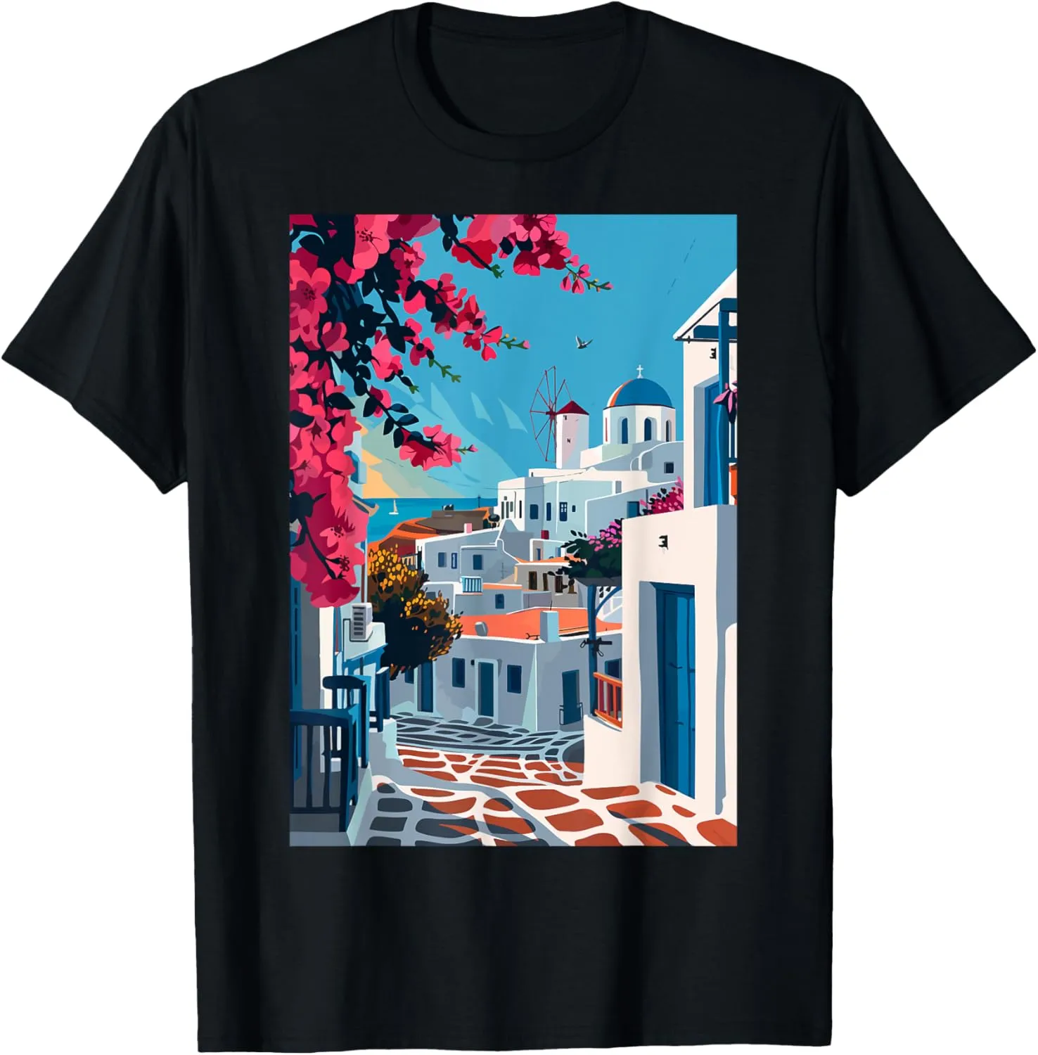 Mykonos Greece Art Aesthetic Minimalist T-Shirt