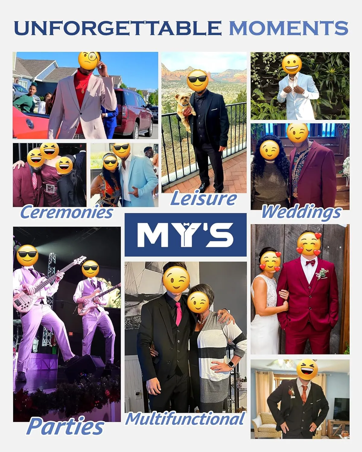 MY'S Mens 3-Piece Suit Shawl Lapel One Button Tuxedo Winter Fabric Slim Fit Dinner Jacket Vest Pants & Tie Set