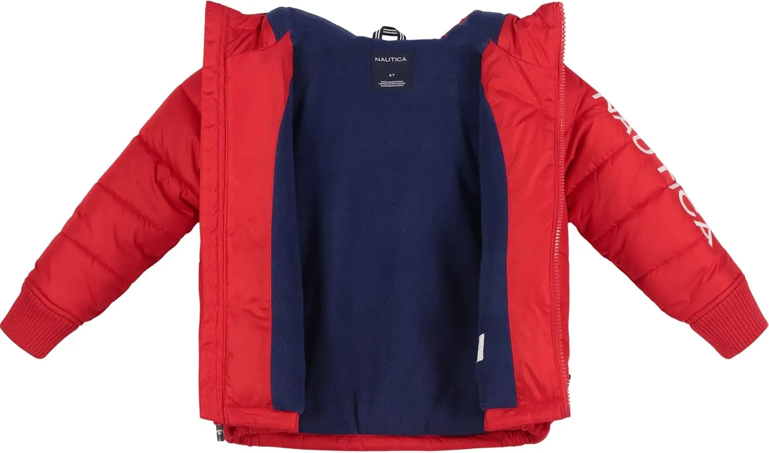 Nautica Boys' Heavy Weight Hooded Bubble Jacket with Polar Fleece Lining