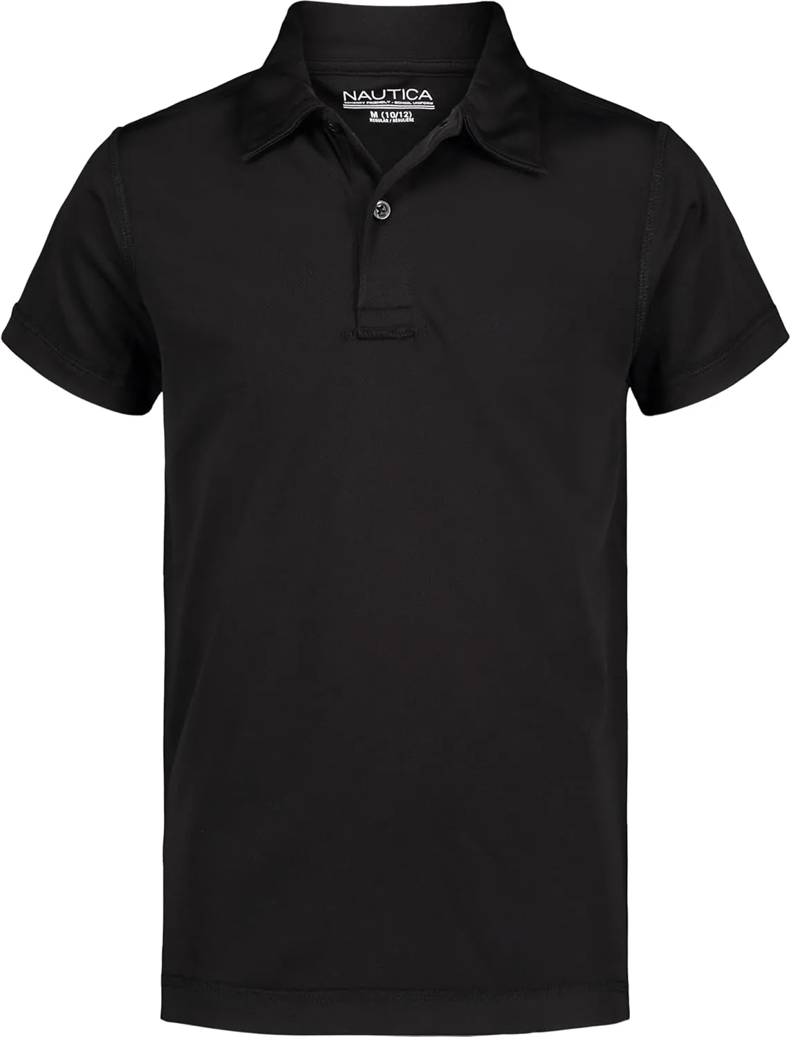 Nautica Boys' School Uniform Sensory-Friendly Short Sleeve Polo Shirt, Button Closure, Moisture Wicking Performance Material