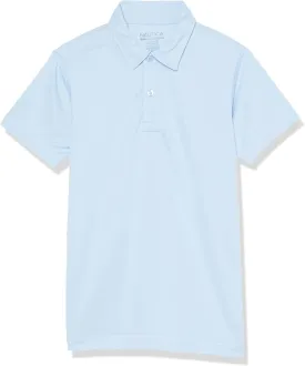 Nautica Boys' School Uniform Sensory-Friendly Short Sleeve Polo Shirt, Button Closure, Moisture Wicking Performance Material