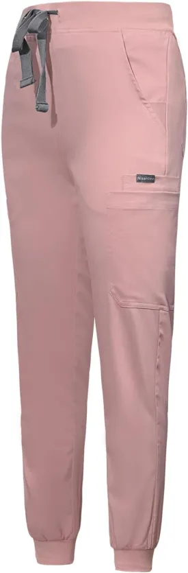 niaahinn Women Jogger Scrubs Pant Workwear Mid Rise Tapered Leg Drawstring for Nursing Soft Fabric