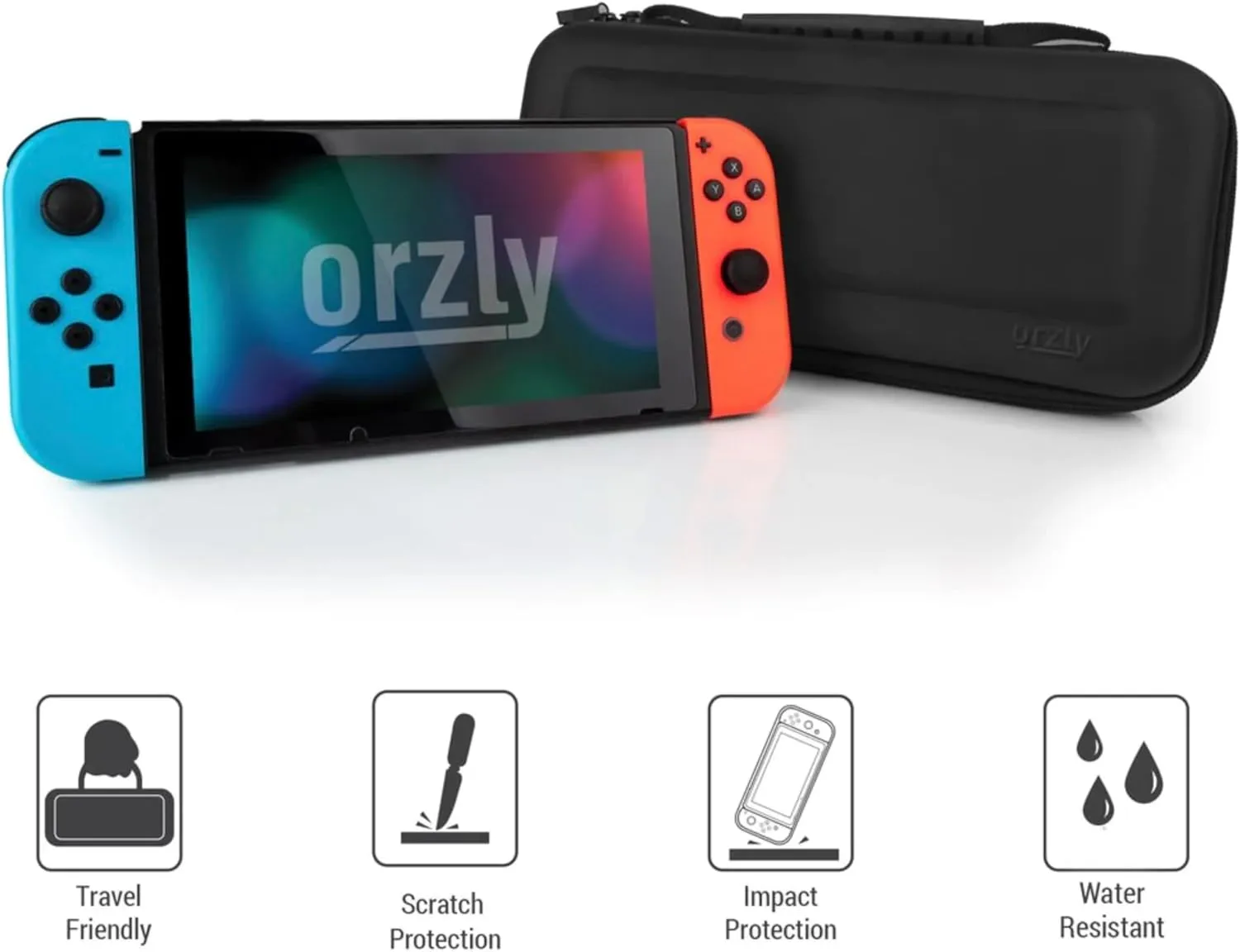Orzly Carry Case Compatible with Nintendo Switch and New Switch OLED Console -Protective Hard Portable Travel Carry Case Shell Pouch with Pockets for Accessories and Games