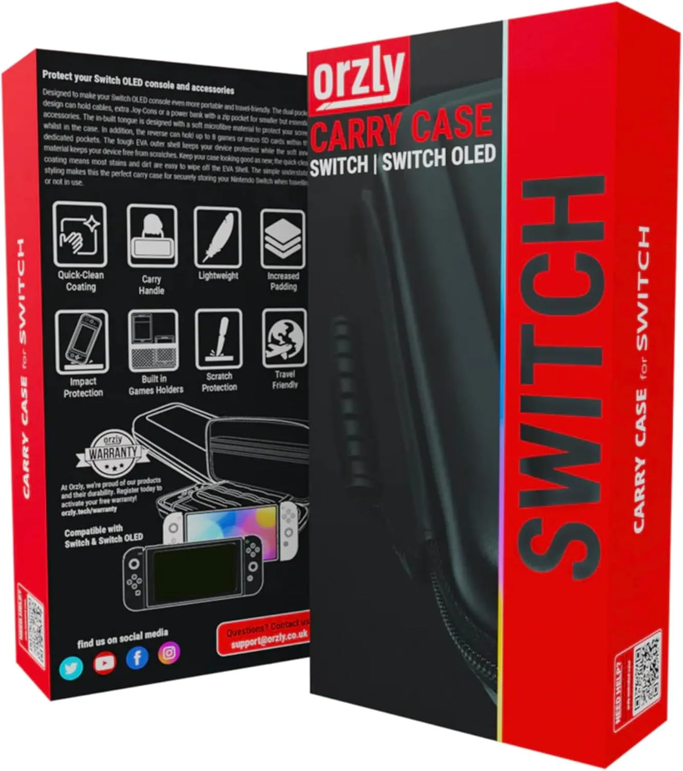 Orzly Carry Case Compatible with Nintendo Switch and New Switch OLED Console -Protective Hard Portable Travel Carry Case Shell Pouch with Pockets for Accessories and Games
