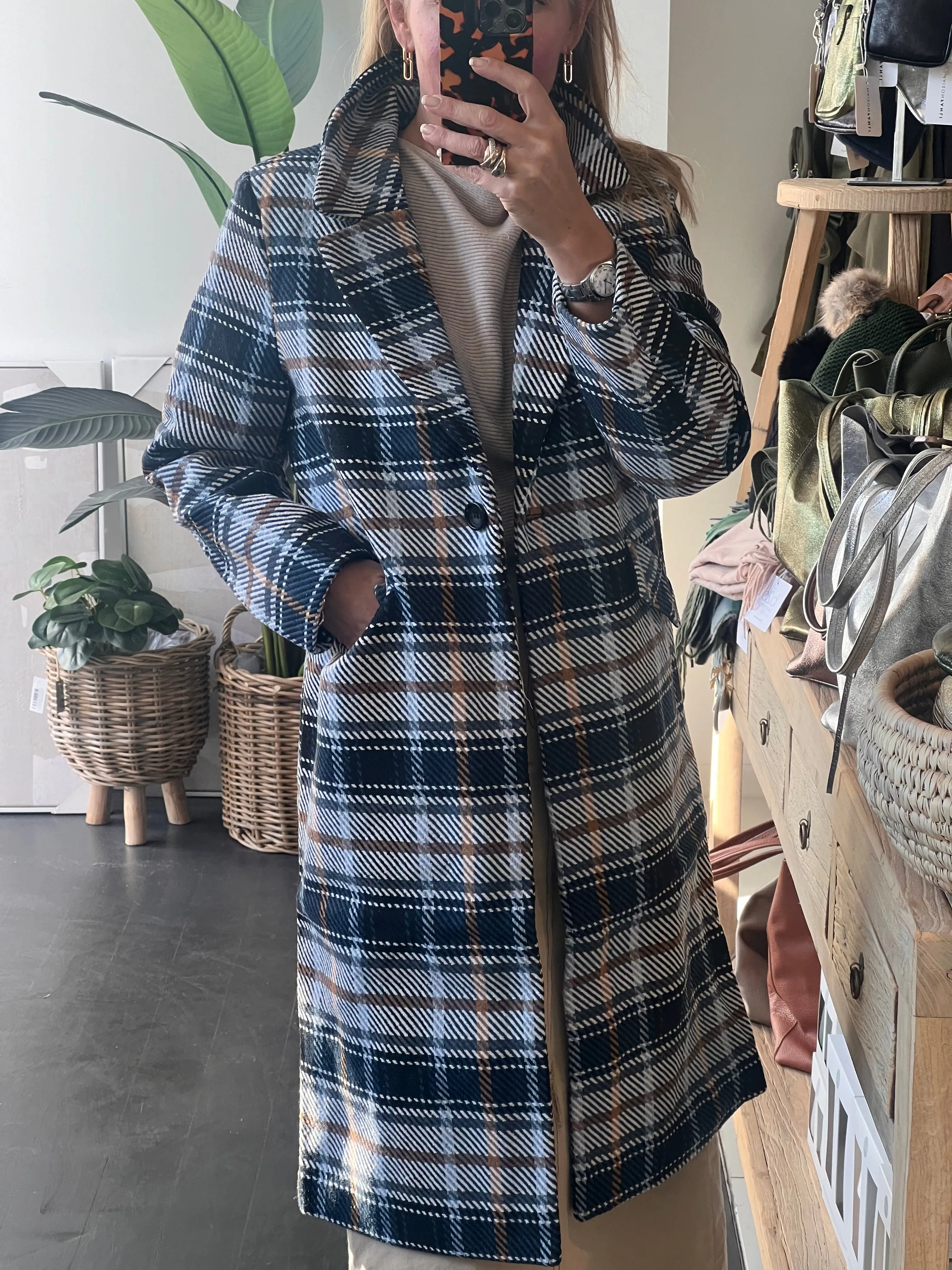 Plaid Lumber Jacket Coat- blue