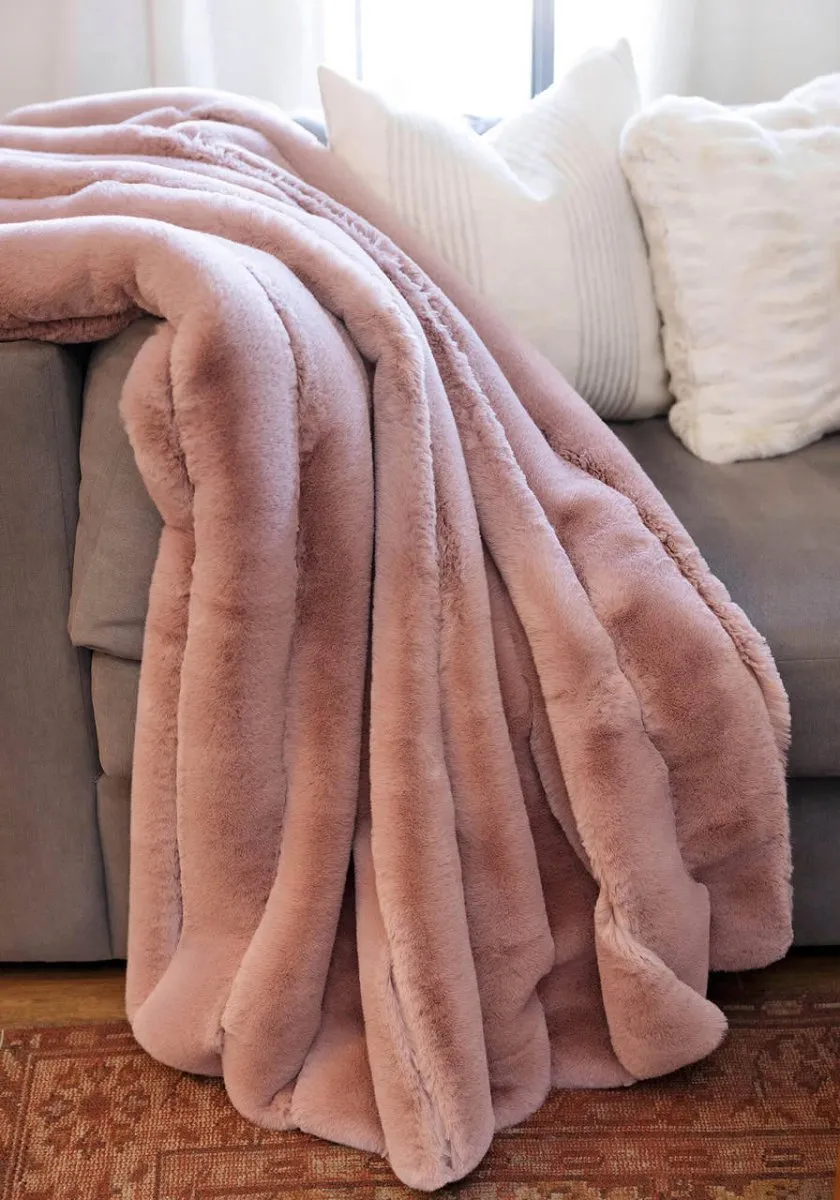 Posh Mink Rosewood Throw Faux Fur
