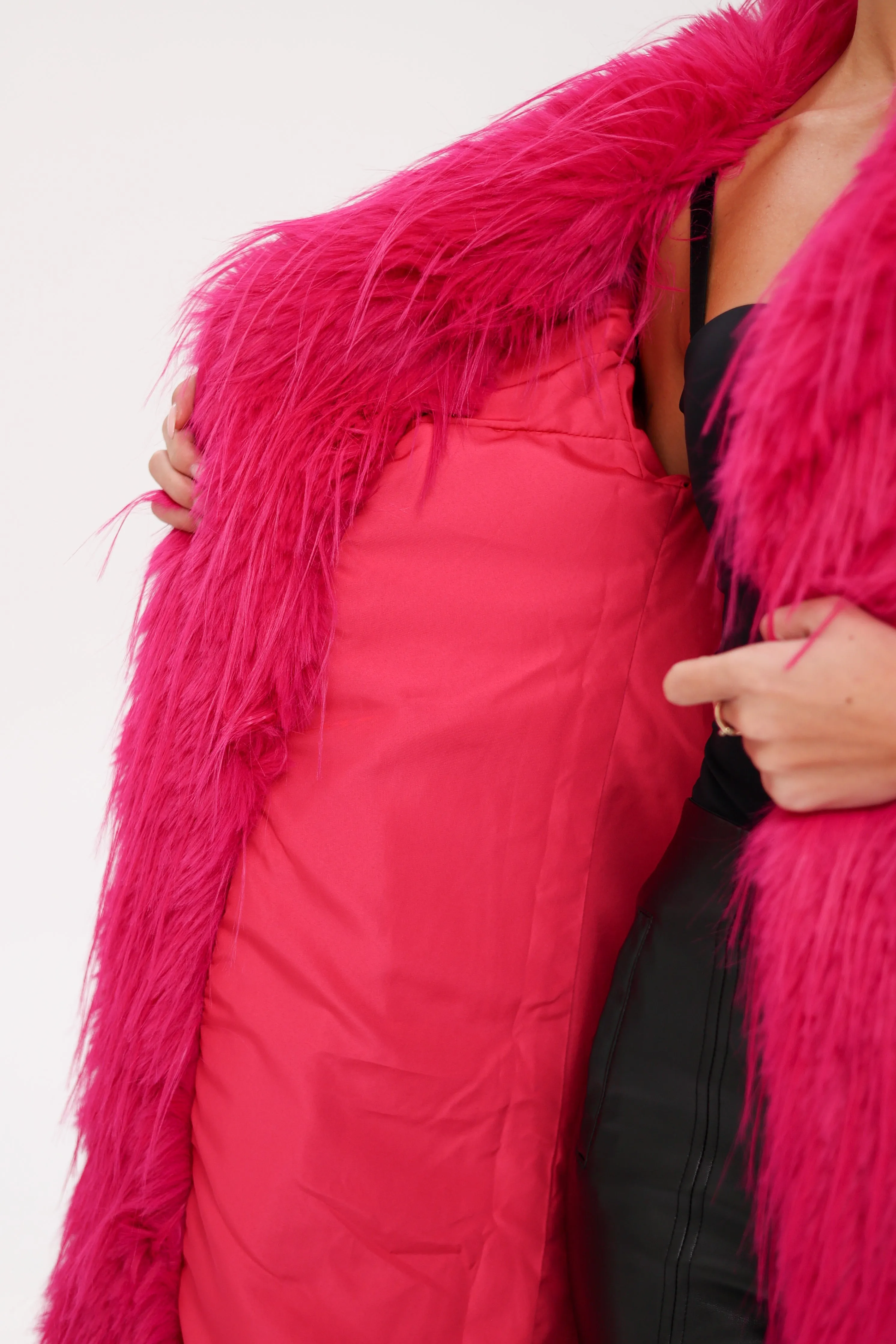 Pre-Order. Ships November 25. Faux Ostrich Effect Fur Coat