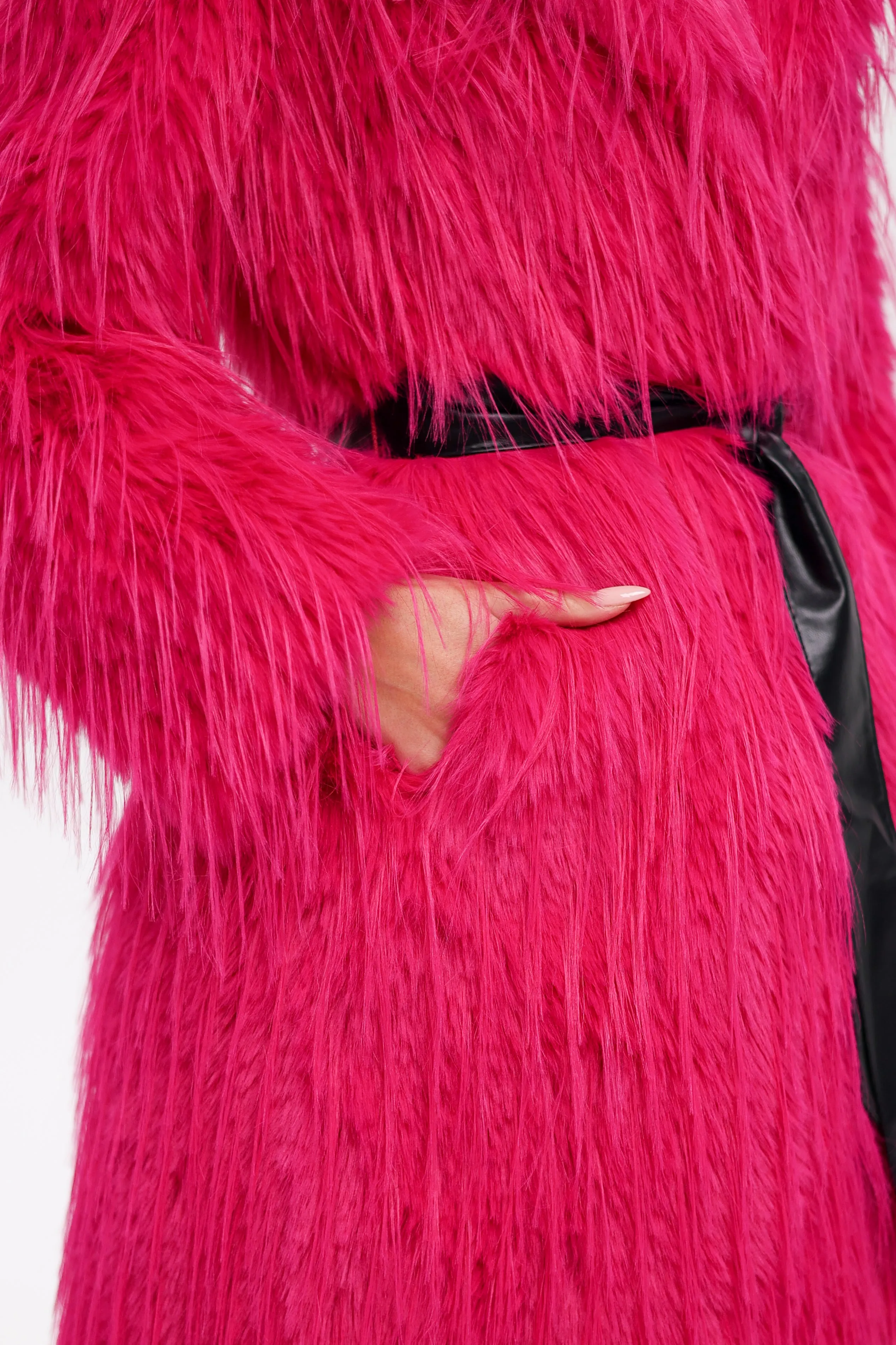 Pre-Order. Ships November 25. Faux Ostrich Effect Fur Coat
