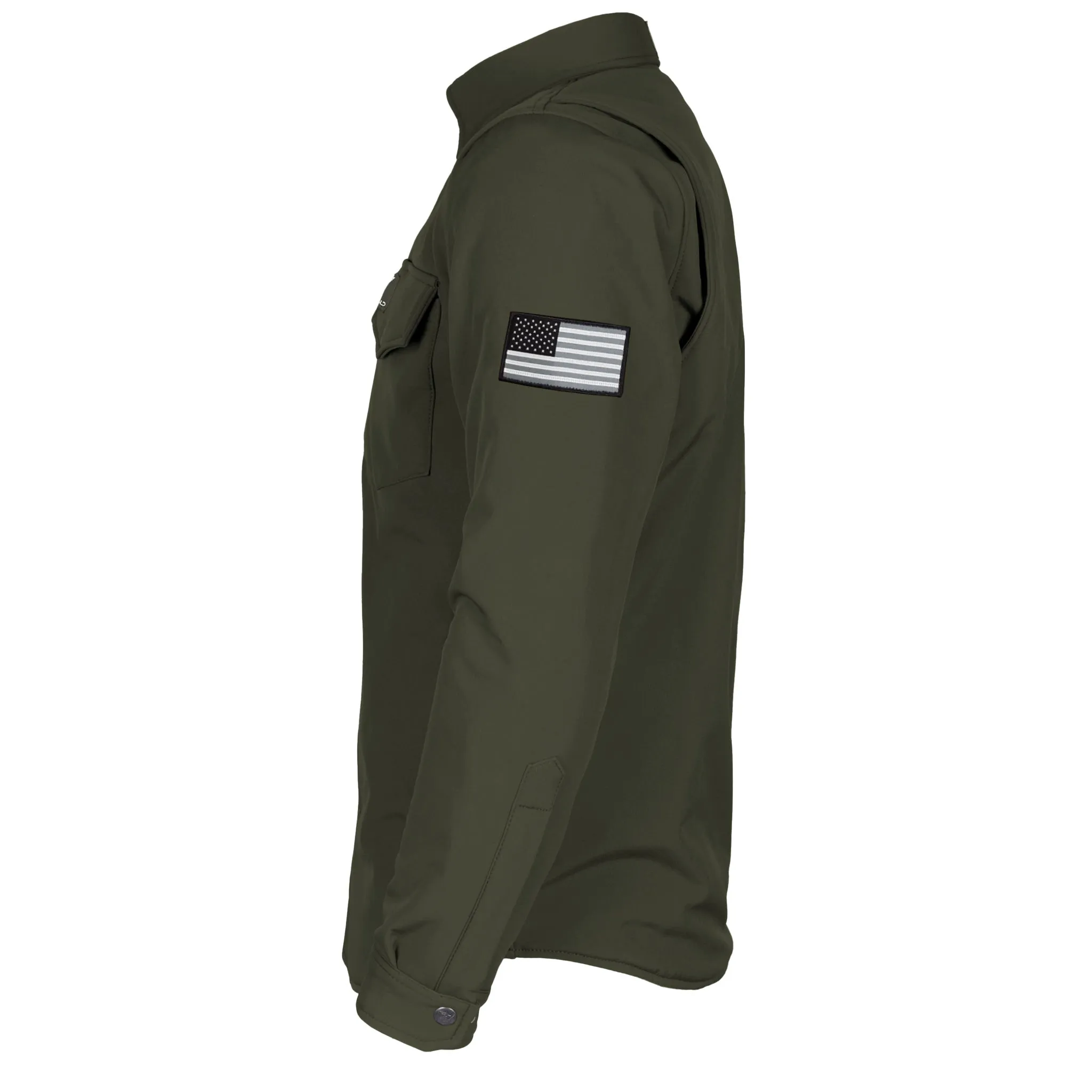 Protective SoftShell Winter Jacket for Men - Army Green Matte with Pads