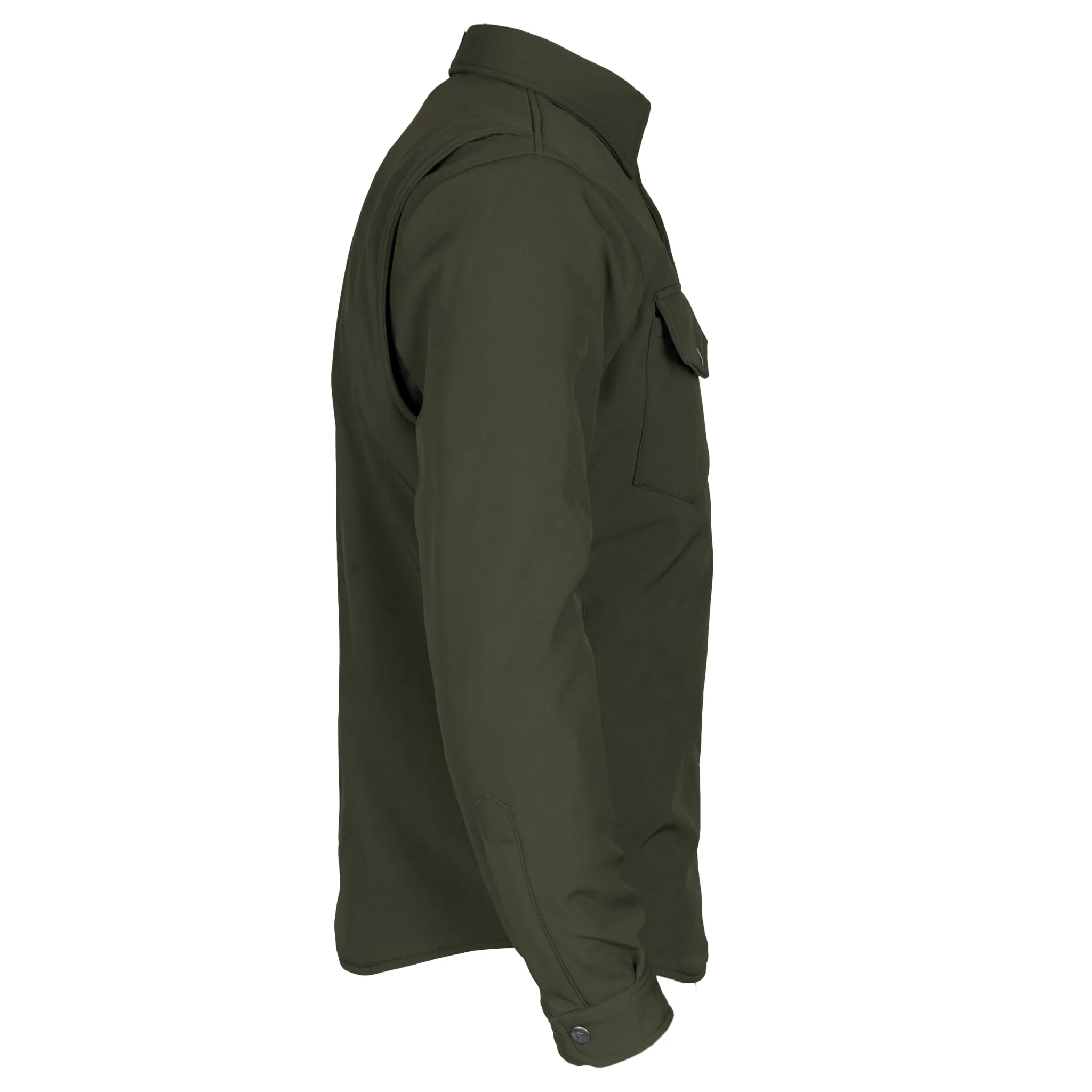 Protective SoftShell Winter Jacket for Men - Army Green Matte with Pads