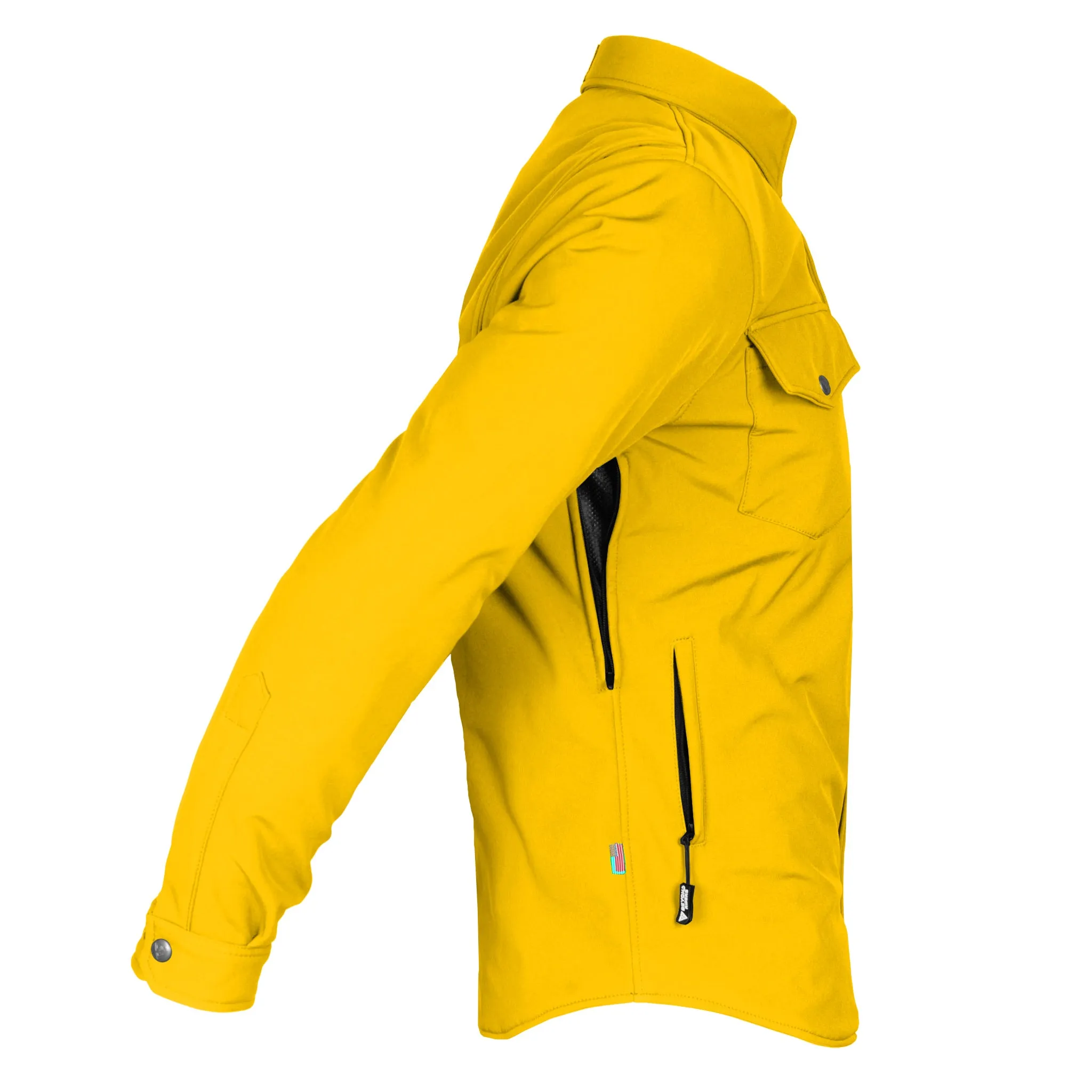 Protective SoftShell Winter Jacket for Men - Yellow Matte with Pads